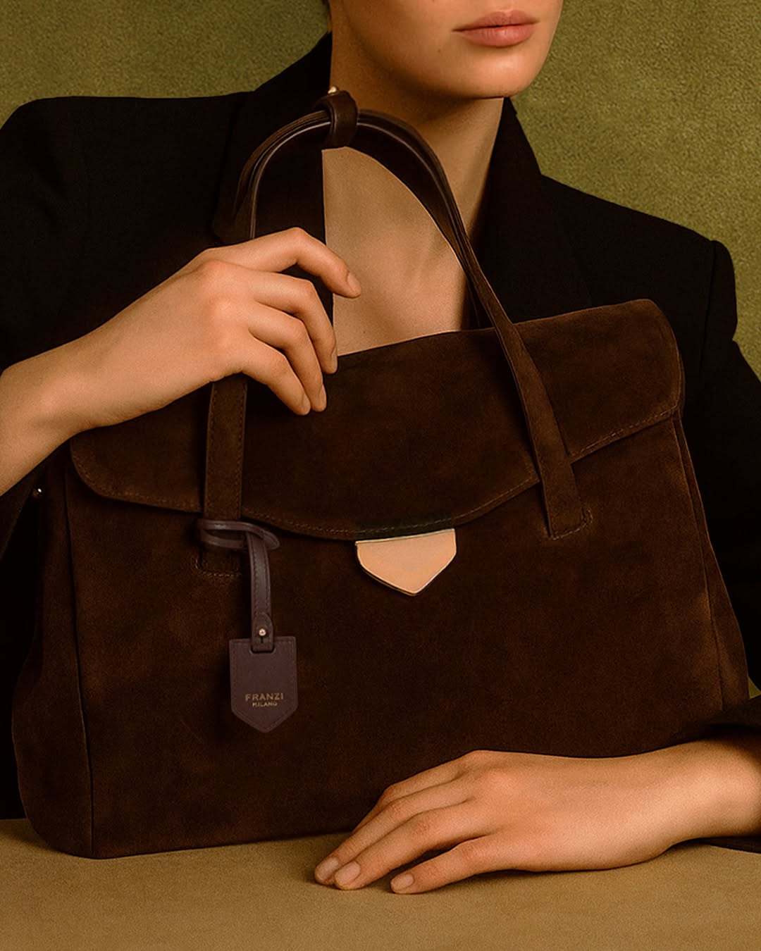 Borsa in suede marrone